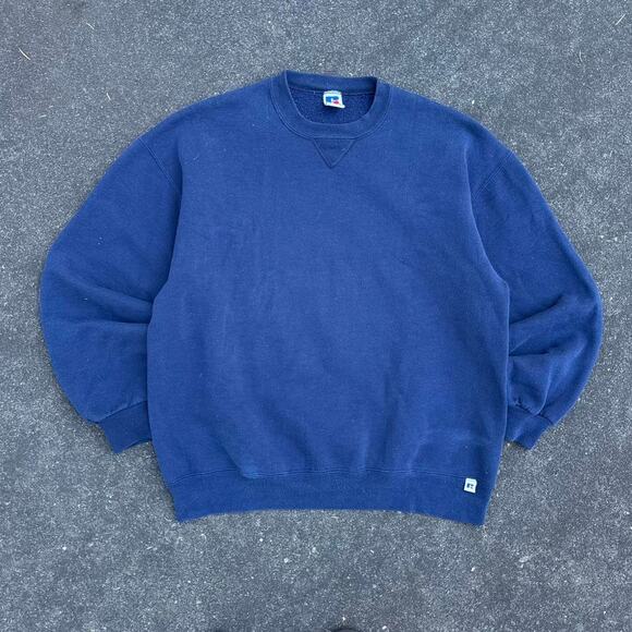 Vintage VTG 90’s Made in USA Navy Blue Russell Athletic Crewneck Sweatshirt - Picture 1 of 7